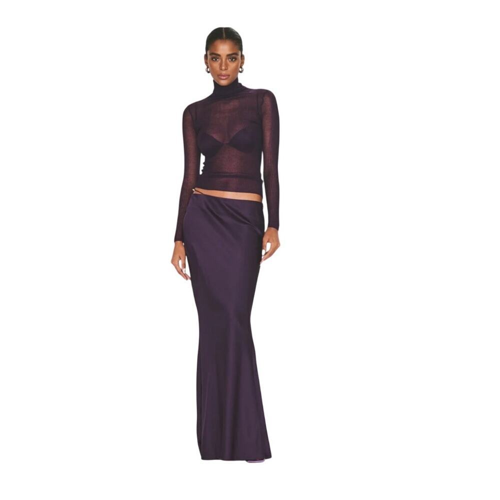 NWT Seroya silvana silk column maxi purple eggplant skirt small